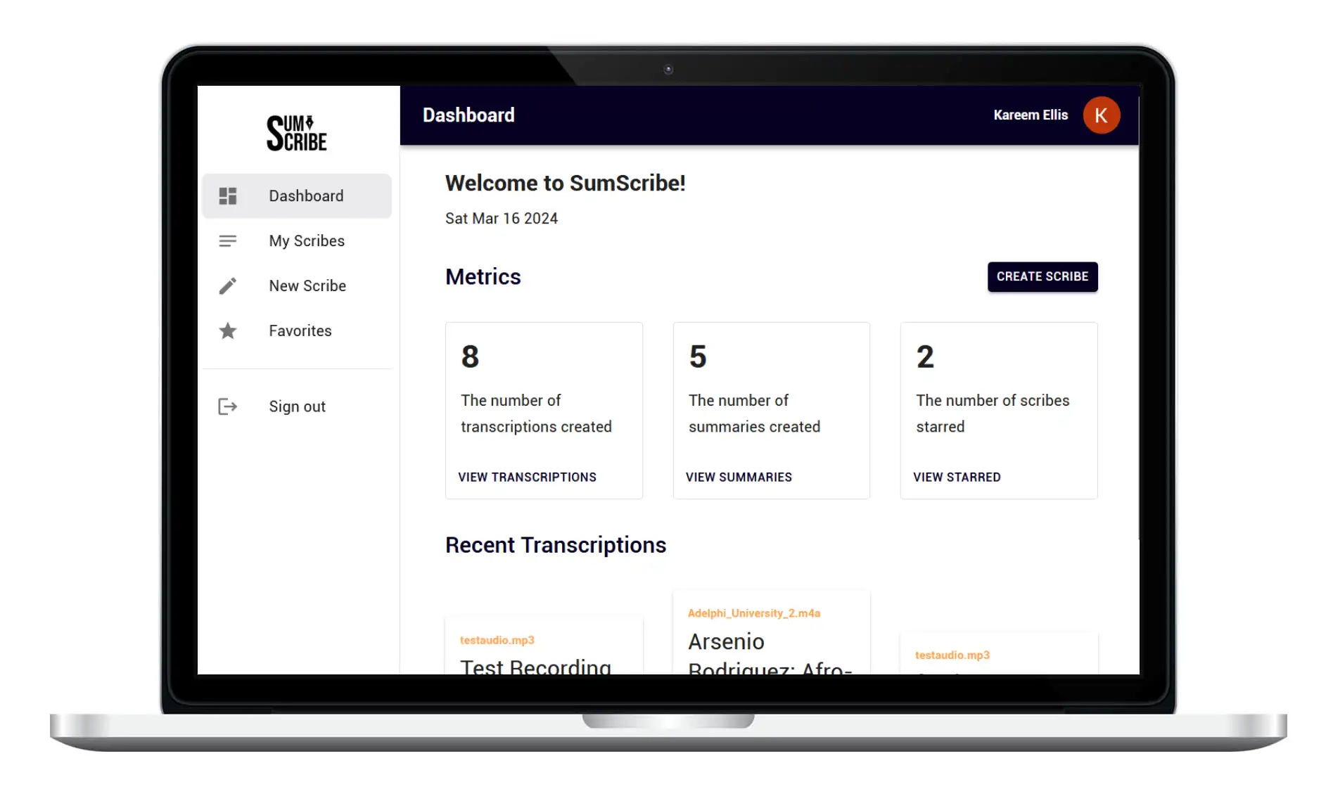 Sumscribe Dashboard